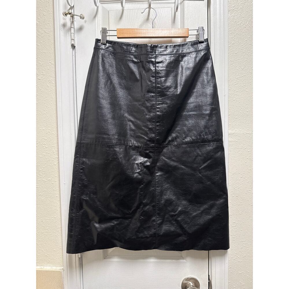 Vintage Y2K GAP Black Leather Pencil Skirt Size Small - Picture 2 of 4
